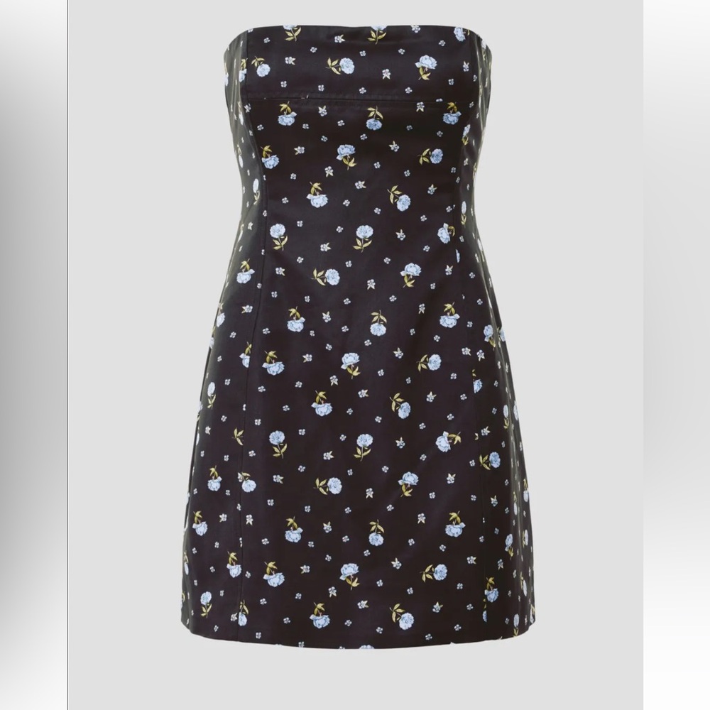 Strapless Peplum Mini Dress in Ditsy Floral